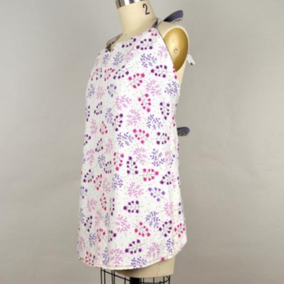 Handmade Reversible Tie Apron with Modern Abstract Leaf Plant Pattern - Picture 4 of 5